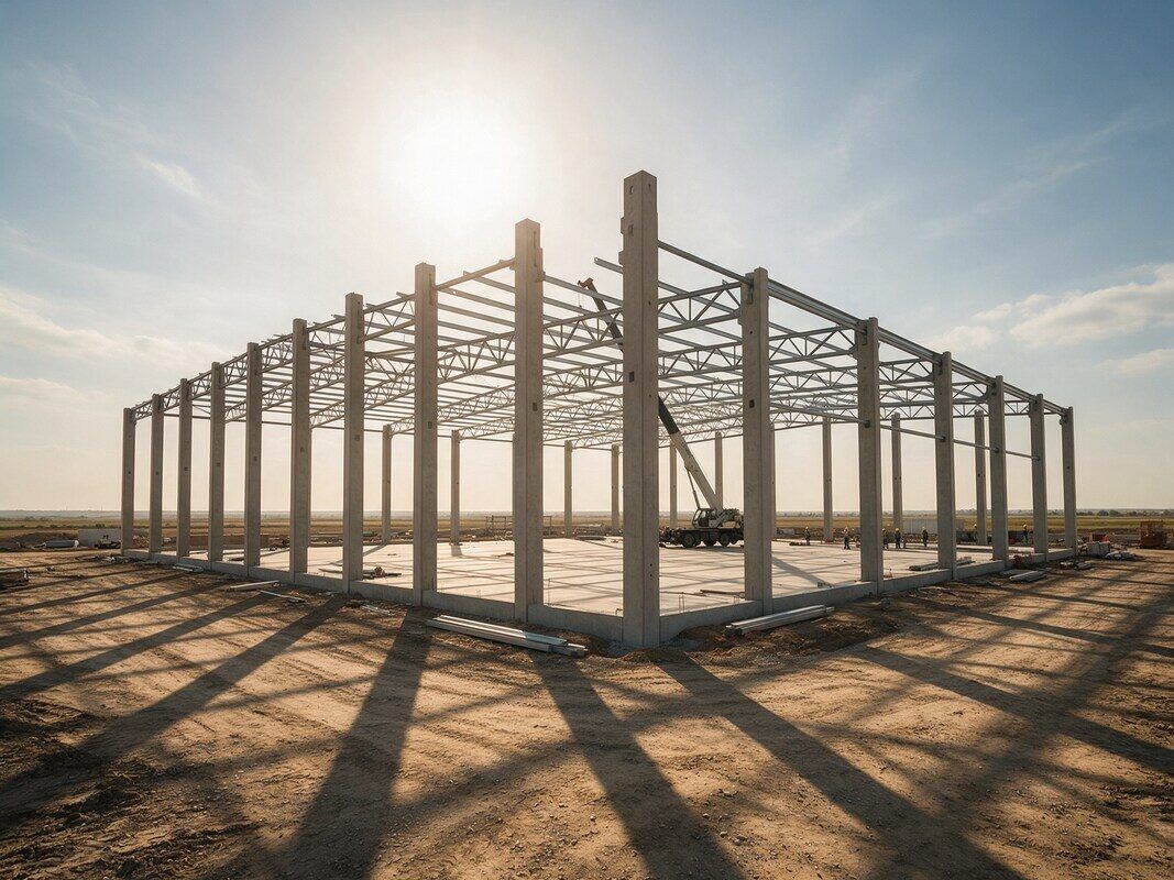 Prefabrik kolonlar ve çatı makasları